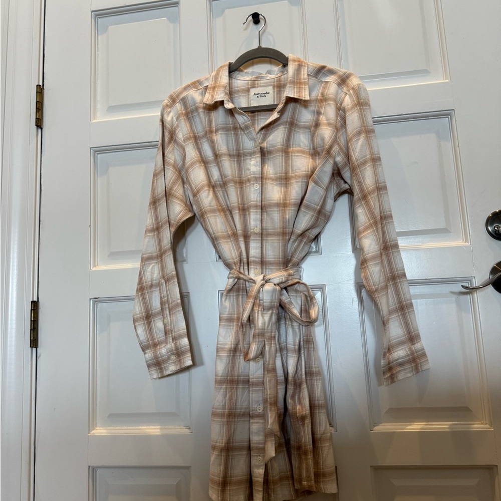 Abercrombie & Fitch Plaid Button-Up Shirt Dress with Belt